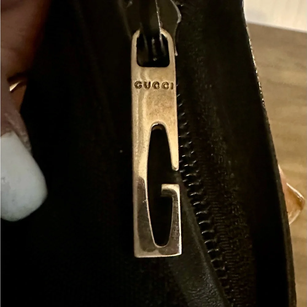 Gucci Vintage Black Nylon & Genuine Leather Hobo Shoulder Bag Purse - Picture 10 of 13